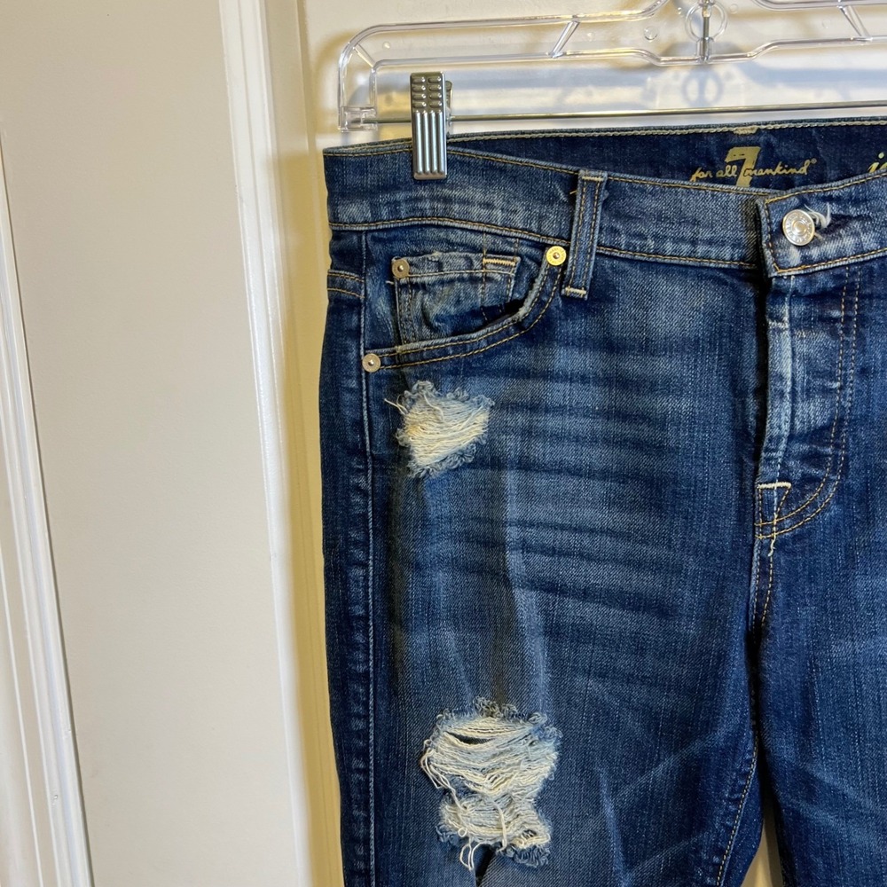 7 For All Mankind Women Josefina Jeans Distressed Boyfriend Blue 31 - Picture 5 of 16